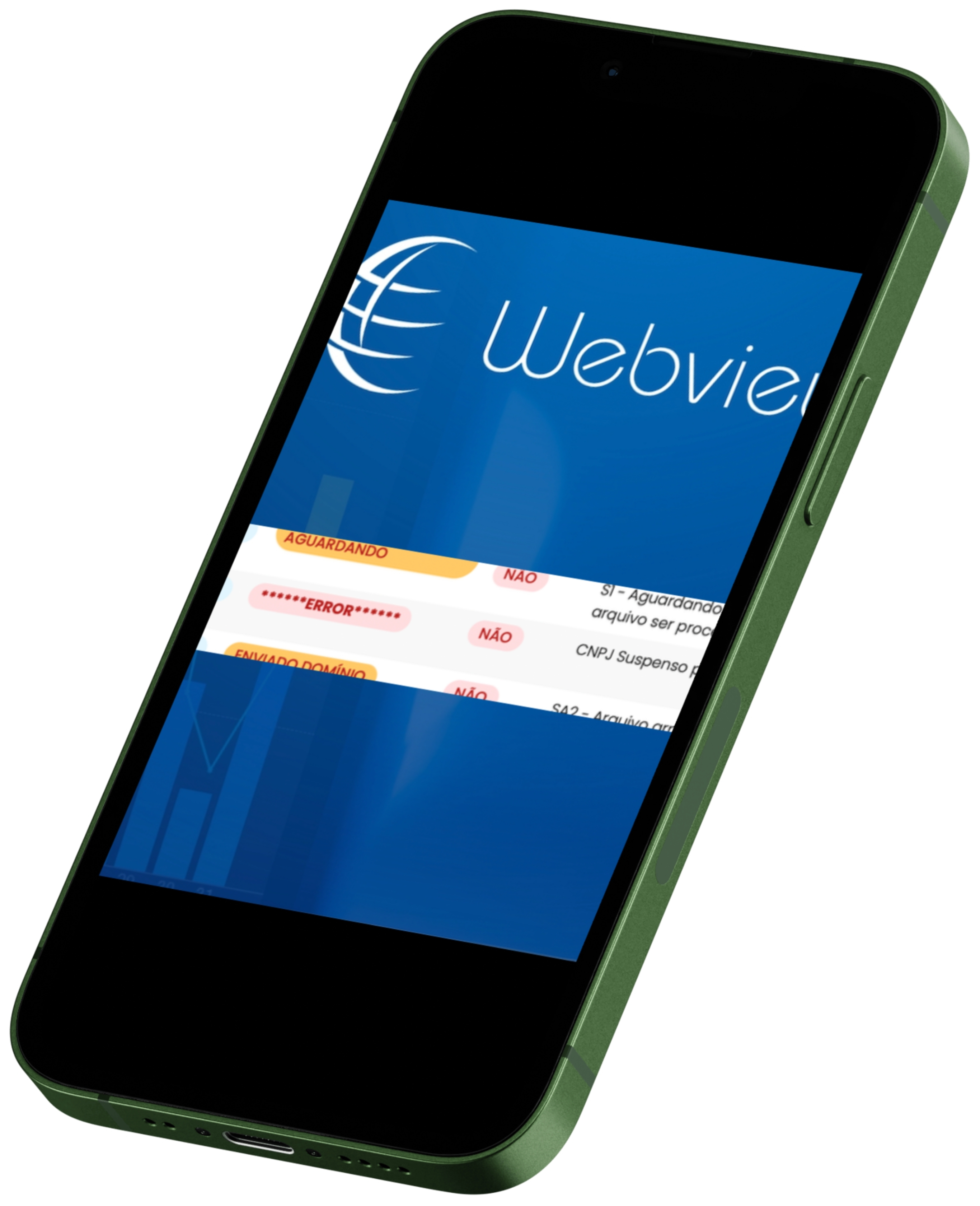 iphone exibindo solução fiscal Webviewer